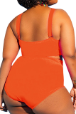 Black Sexy Solid Hollowed Out U Neck Plus Size Swimwear