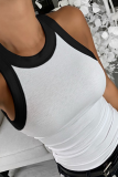 White Black Fashion Sexy O Neck Sleeveless Off The Shoulder Regular Solid Tops