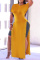 Yellow Fashion Casual Solid Slit O Neck Tops
