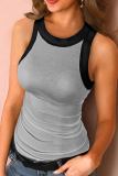 Black Gray Fashion Sexy O Neck Sleeveless Off The Shoulder Regular Solid Tops