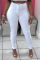 White Sexy Solid Patchwork Skinny Mid Waist Pencil Solid Color Bottoms