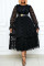 Black Fashion Casual Solid Split Joint Without Belt O Neck Long Sleeve Dresses