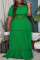 Green Casual Solid Split Joint Off the Shoulder Straight Plus Size Two Pieces