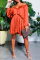 Orange Sexy Solid Flounce Off the Shoulder Pleated Dresses