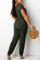 Black Casual Solid Split Joint Frenulum O Neck Straight Jumpsuits