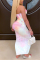Pink Sexy Fashion Print Strapless Slim Dress