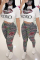 Red Fashion Sexy Printed Short Sleeve Top Set（With Mask）