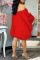 Red Fashion Sexy Solid Backless Off the Shoulder Long Sleeve Dresses