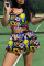 Cartoon Casual Print Patchwork U Neck Sleeveless Two Pieces