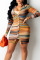 Colour Sexy Striped Print Split Joint Buckle Turndown Collar A Line Dresses