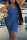 Blue Sexy Solid Split Joint Backless Halter Skinny Jumpsuits