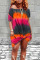 Red Black Casual Print Tie Dye Patchwork O Neck Straight Dresses