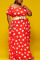 Red Sweet Print Polka Dot Split Joint Off the Shoulder A Line Plus Size Dresses