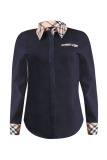 Royal blue Casual Patchwork Shirts
