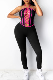 Royal Blue Sexy Solid Hollowed Out Patchwork Frenulum Halter Skinny Jumpsuits
