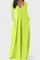 Fluorescent Green Fashion Casual Solid Pocket V Neck Long Sleeve Dresses