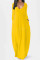 Yellow Fashion Casual Solid Pocket V Neck Long Sleeve Dresses
