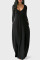 Black Fashion Casual Solid Pocket V Neck Long Sleeve Dresses
