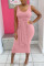 Pink Casual Striped Print Bandage Patchwork U Neck Vest Dress Dresses