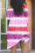Rainbow Color Sexy Patchwork Print asymmetrical Straight Long Sleeve Two Pieces