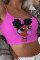 purple Slip Sleeveless Print Character Tops