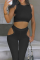 Black Sexy Solid Split Joint O Neck Sleeveless Two Pieces