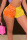 Orange Yellow Casual Print Patchwork Contrast Skinny High Waist Pencil Positioning Print Bottoms
