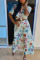 White Sweet Print Patchwork Buckle Turndown Collar Half Sleeve Two Pieces