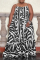 Black Casual Print Patchwork Spaghetti Strap Cake Skirt Plus Size Dresses