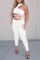 White Sexy Solid Split Joint Halter Skinny Jumpsuits