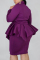 Purple Fashion Plus Size Professional Dress