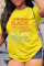 Yellow Casual Letter Print Split Joint O Neck T-Shirts