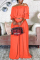 Orange Fashion Casual Solid Split Joint Off the Shoulder Half Sleeve Two Pieces