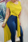 Cyan Casual Solid Hollowed Out Patchwork Slit O Neck T-Shirts