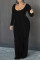 Black Fashion Casual Solid Asymmetrical O Neck Long Sleeve Two Pieces