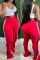 Red Fashion Casual Patchwork Slit Regular High Waist Trousers