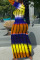 Yellow Casual Striped Print Split Joint U Neck Pencil Skirt Dresses