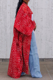 Red Casual Print Patchwork Outerwear