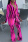 Rose Red Casual Print Split Joint V Neck Boot Cut Jumpsuits