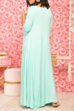 Khaki Fashion Casual Solid Asymmetrical O Neck Long Dress