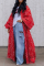 Red Casual Print Patchwork Outerwear