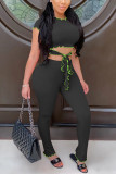 Black Sexy Fashion Stitching Trousers Set