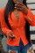 Orange Fashion Casual Solid Buckle Turndown Collar Outerwear