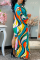 Pink Casual Print Patchwork O Neck Irregular Dress Dresses