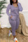 Purple Casual Solid Split Joint O Neck Skinny Jumpsuits