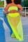 Fluorescent Green Sexy Solid See-through Mesh Swimwears Cover Up