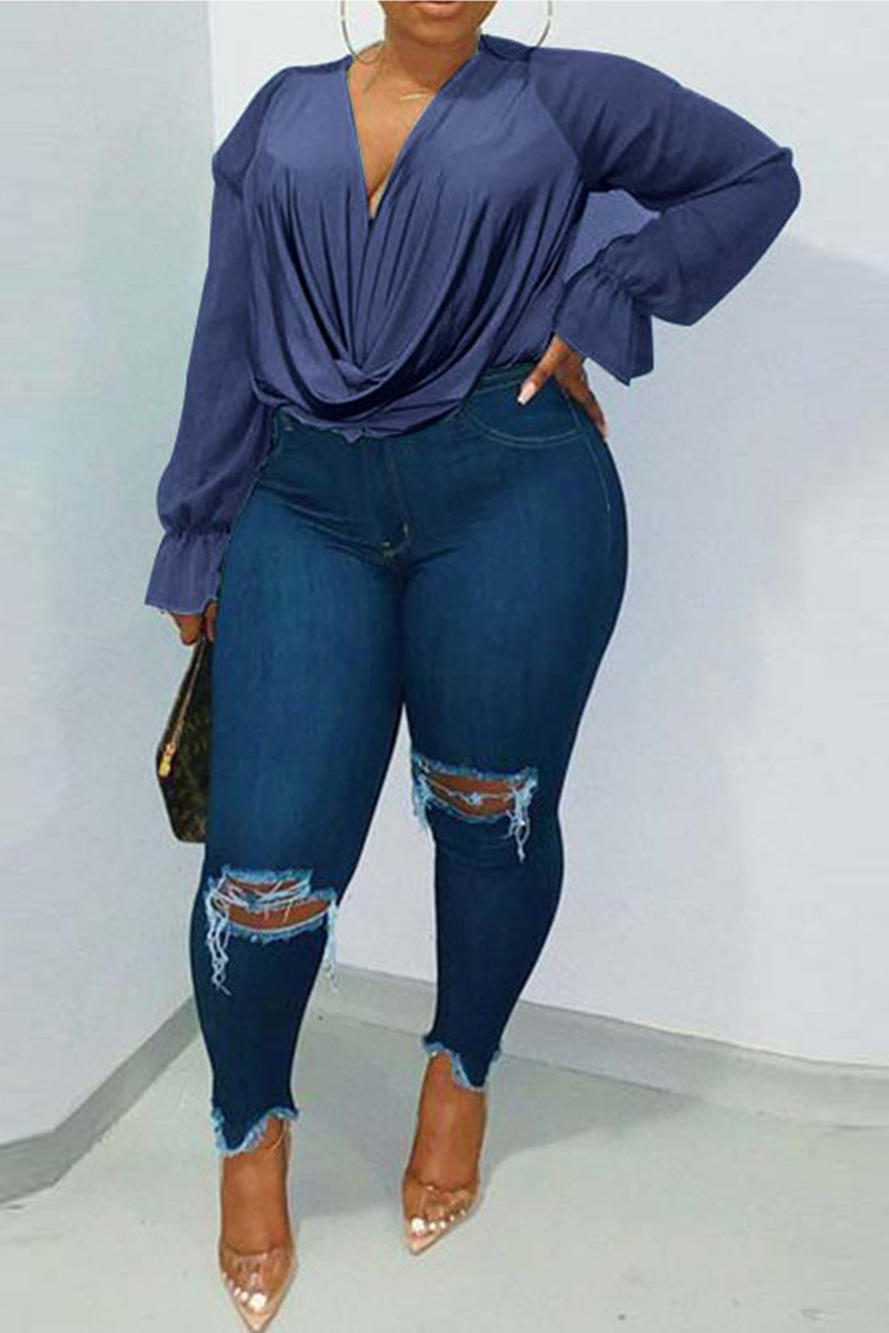 baby blue tops plus size