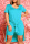 Sky Blue Fashion Casual Solid Slit V Neck Short Sleeve Two Pieces