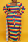 Rainbow Color Casual Striped Print Split Joint Strapless Long Sleeve Two Pieces