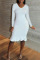 White Casual Solid Split Joint Flounce O Neck Long Sleeve Dresses